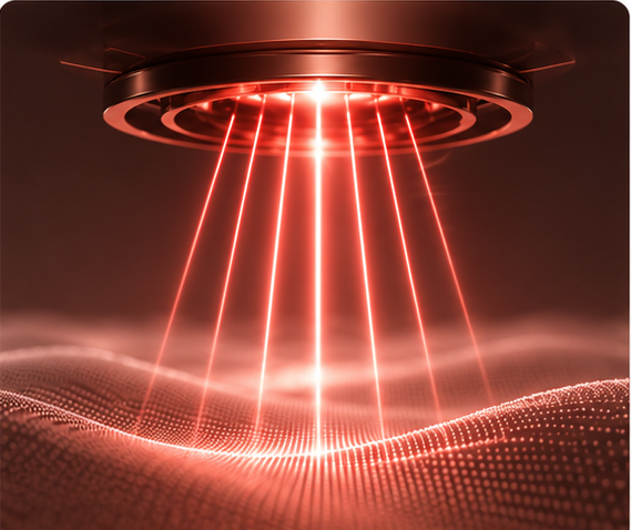 Warm infrared light moving through healthy hair