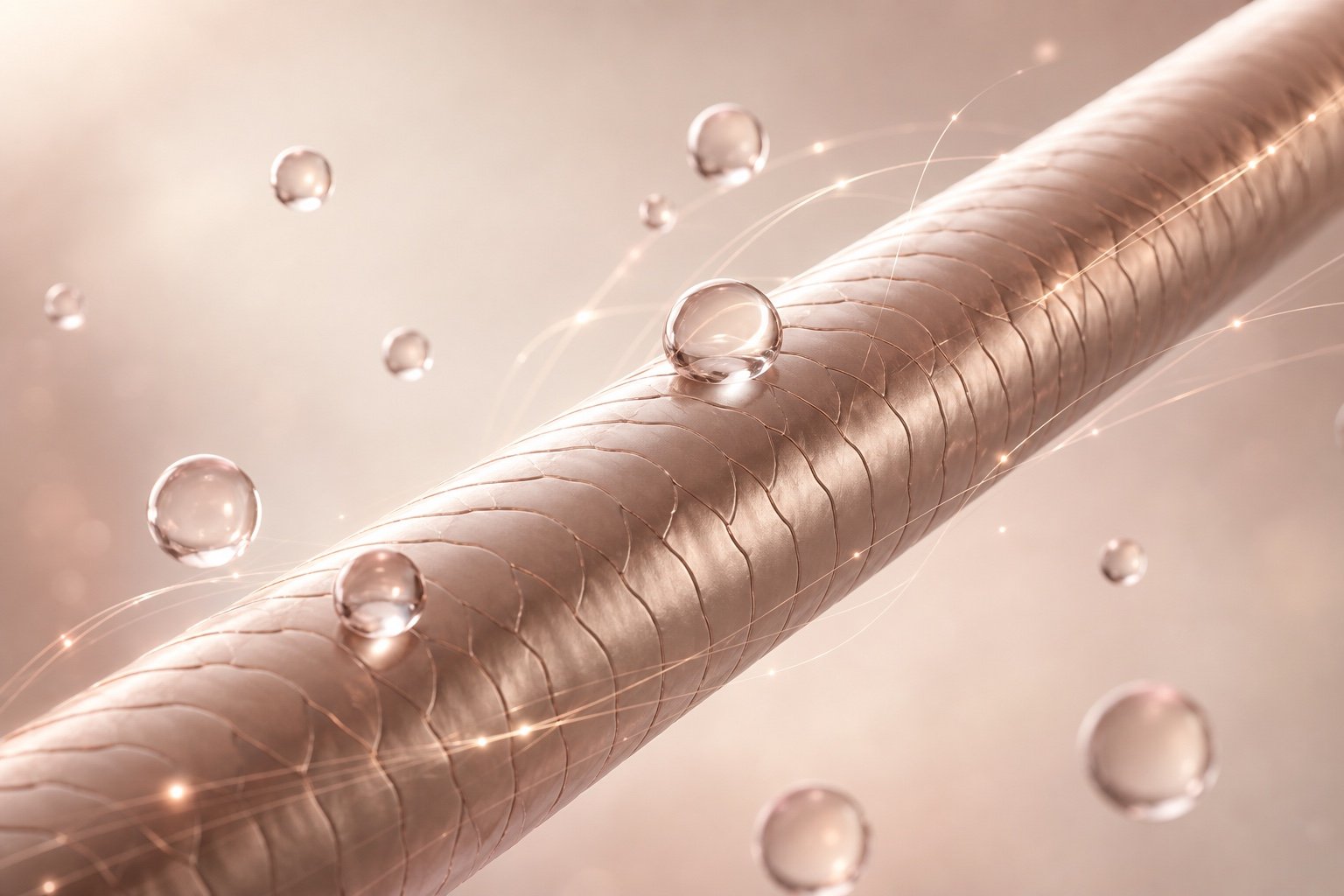 Silky hair with pearl-like ionic particles